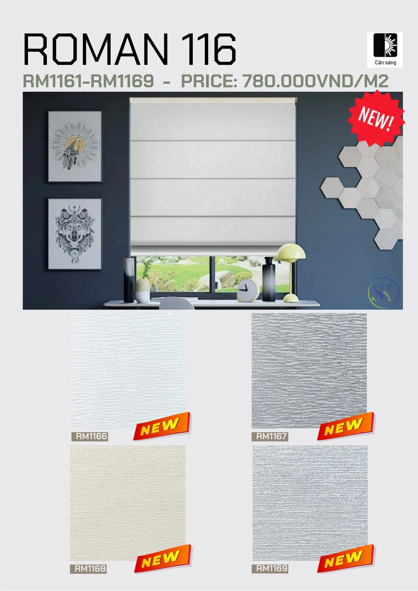 Rèm Roman Vân Nổi SANKAKU RM116: Nét Đẹp Đẳng Cấp, Sang Trọng Với Họa Tiết Độc Đáo - Ảnh 2