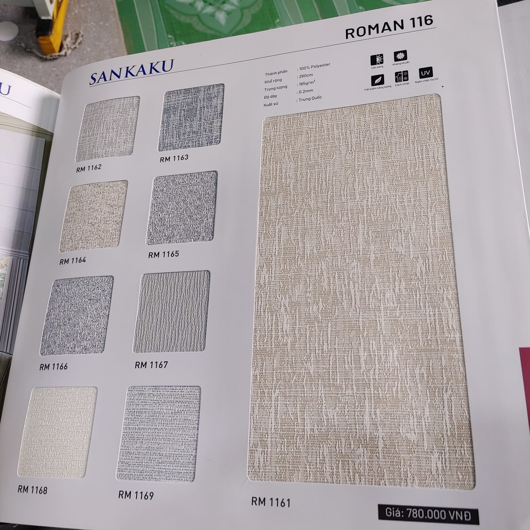 Rèm Roman Vân Nổi SANKAKU RM116